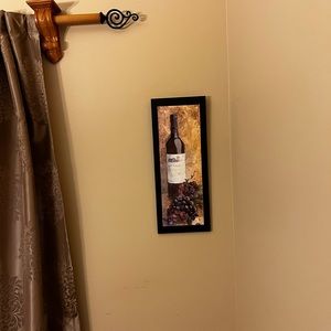 Wine Bottle  Purple Grapes Art Picture Footed Framed Title